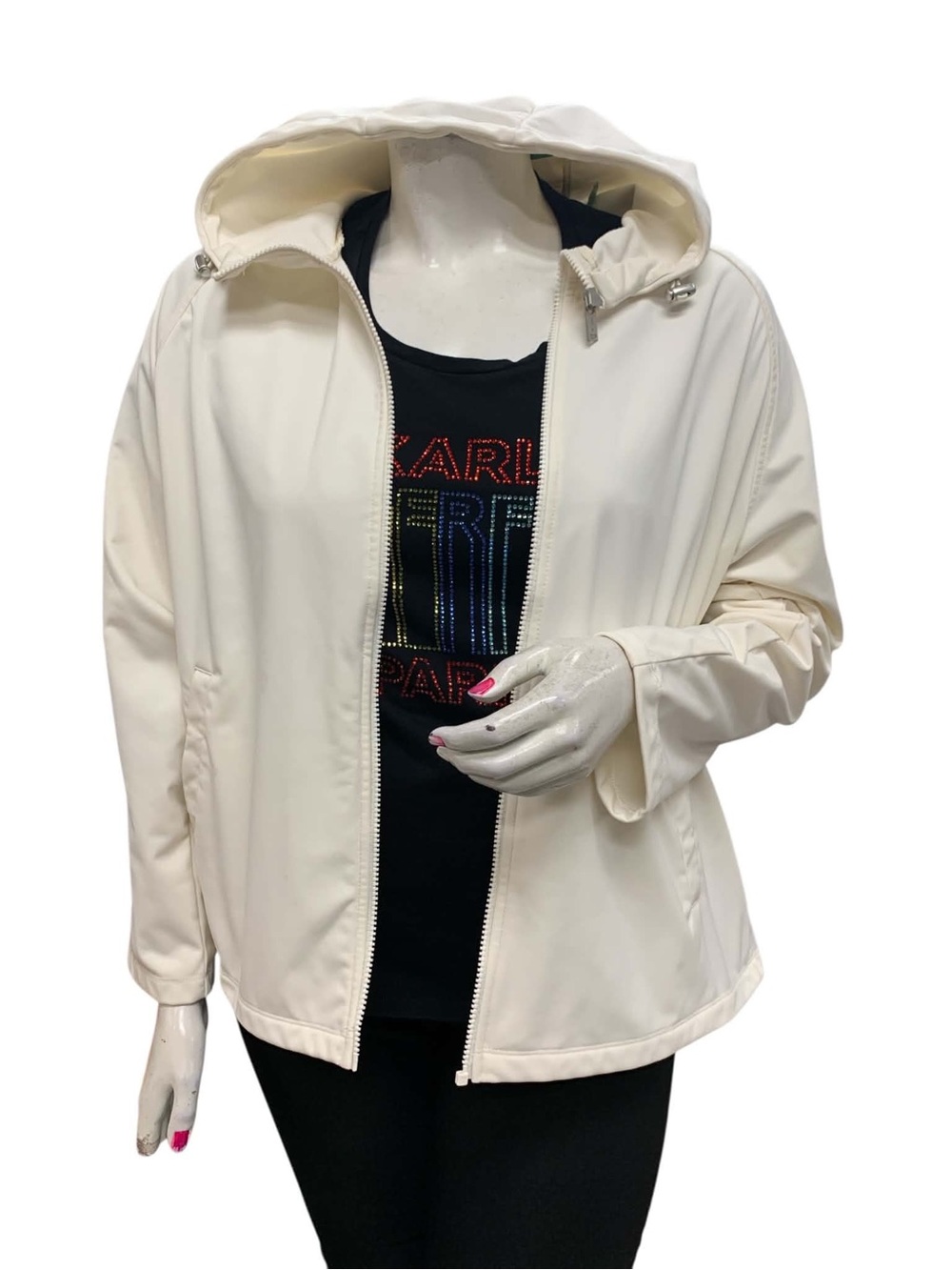 32 Heat Women’s Ivory Hooded Zip Front Jacket Size XL
